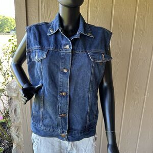 Vintage‎ North West Jean Vest Womens Small Denim Trucker Harley Davidson Fringe